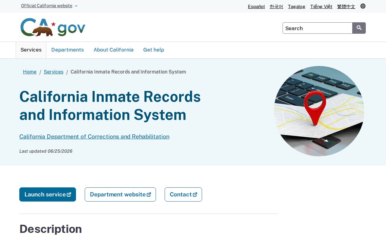 CDCR CIRIS search for Tuolumne County released inmates and state custody records